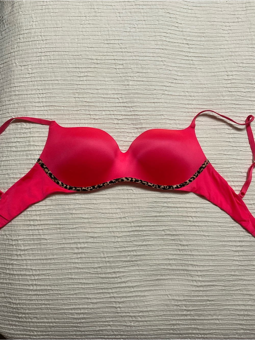 Victoria's Secret Hot Pink Padded Bra with Leopard Trim